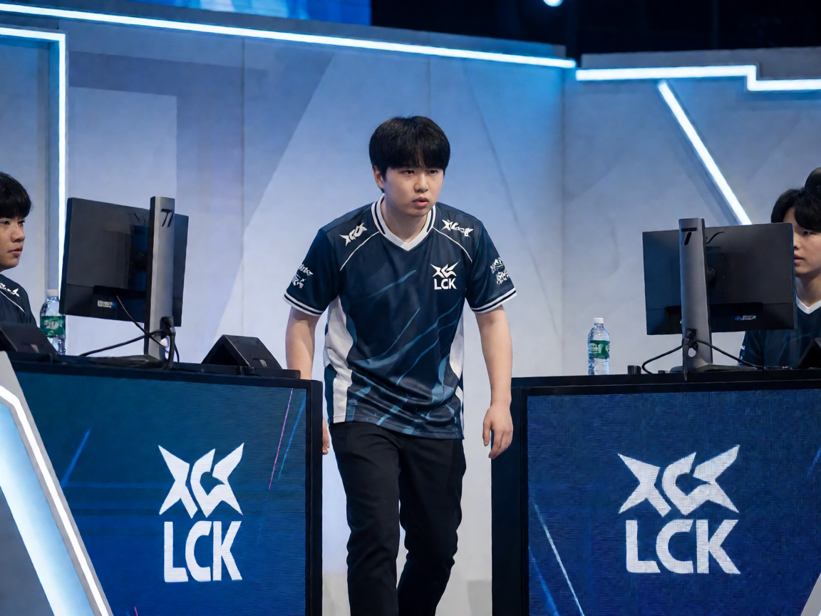 LCK电竞比赛现场T1战队选手比赛舞台